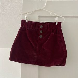 Wine-colored Corduroy Skirt